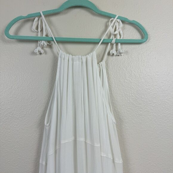 NWT Old Navy Boho Gauzy Crochet Lace Tiered A-Line Halter Midi Dress White Med - Picture 12 of 16